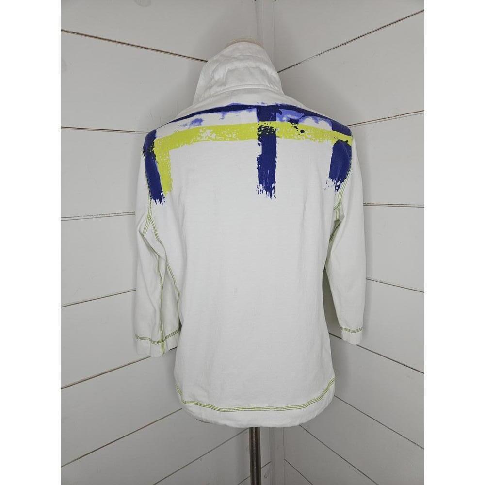 A La Carte Large white zipper jacket with blue & green floral designs - Picture 3 of 5